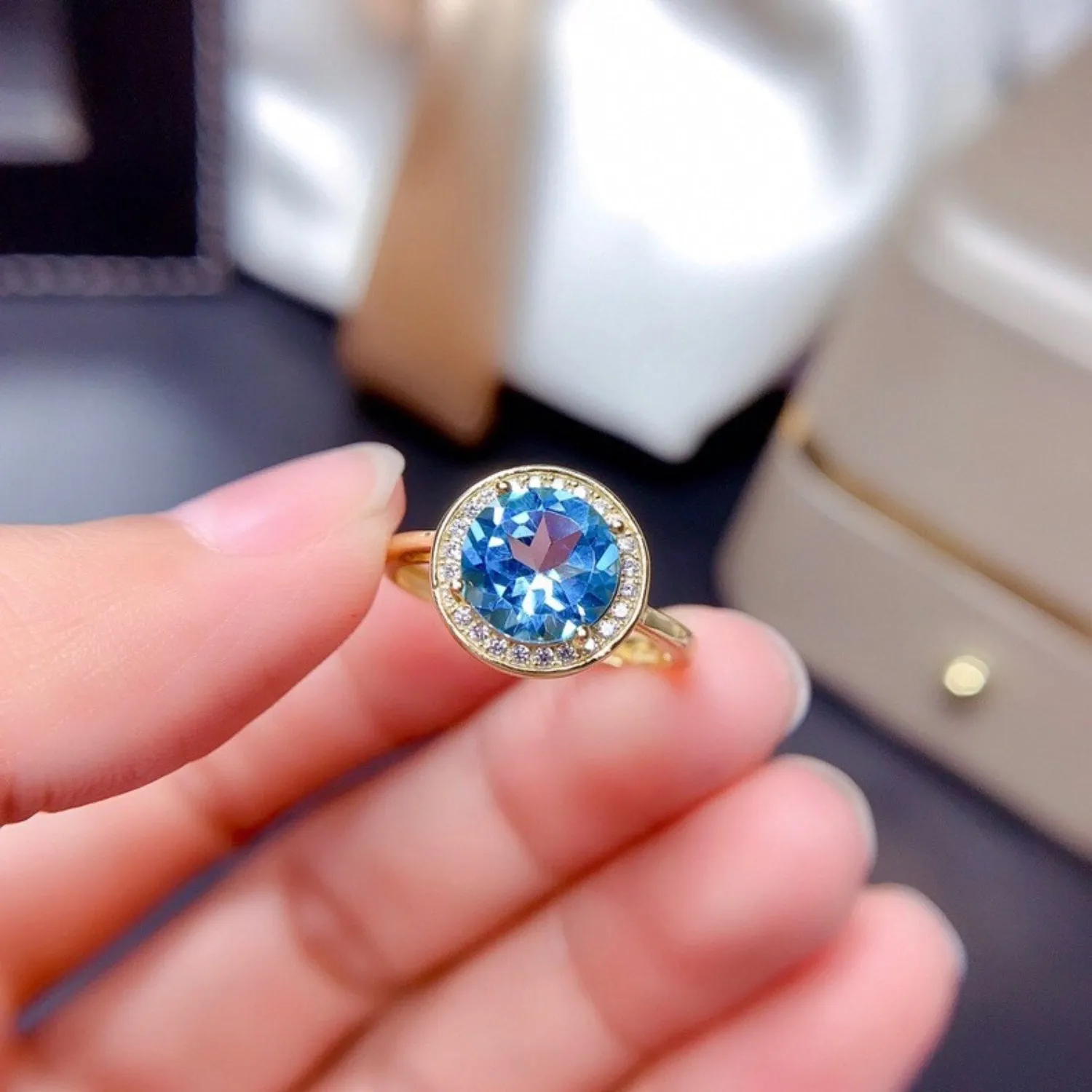 18K Gold-Plated Artificial Gemstone Ring
