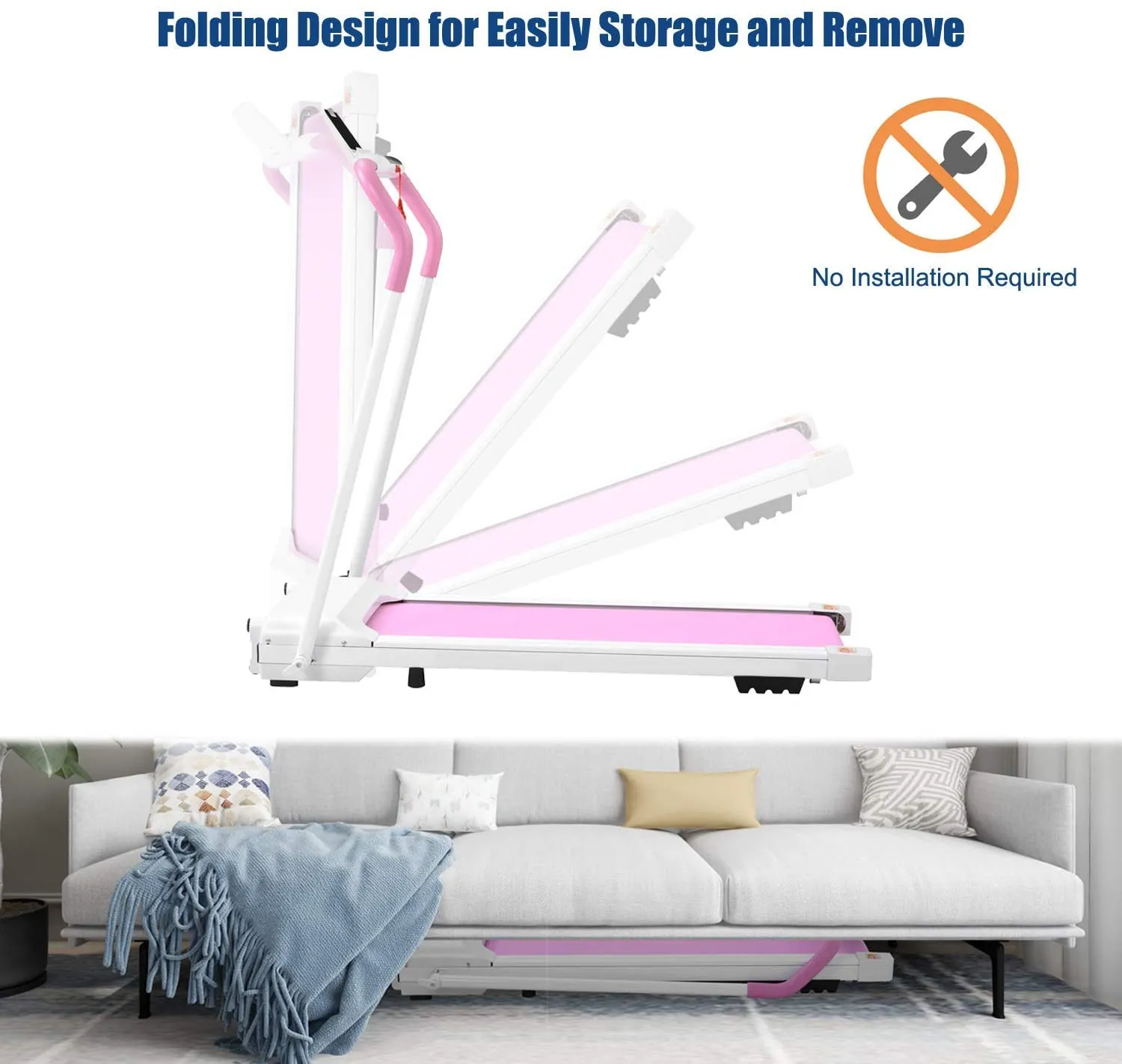 2 in 1 Folding Treadmill, Smart Walking Running Machine