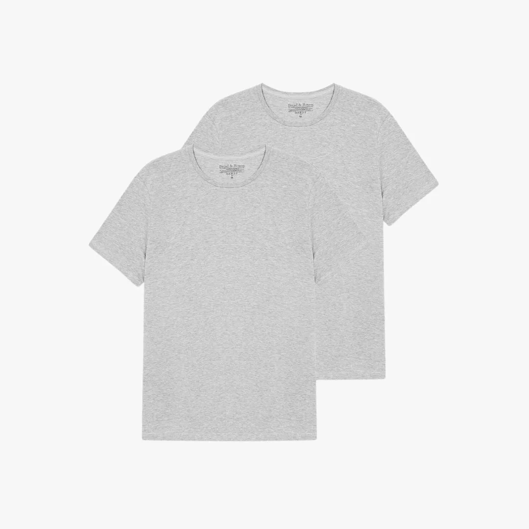 2-Pack Crew-Neck Cotton T-Shirt (Grey Melange)