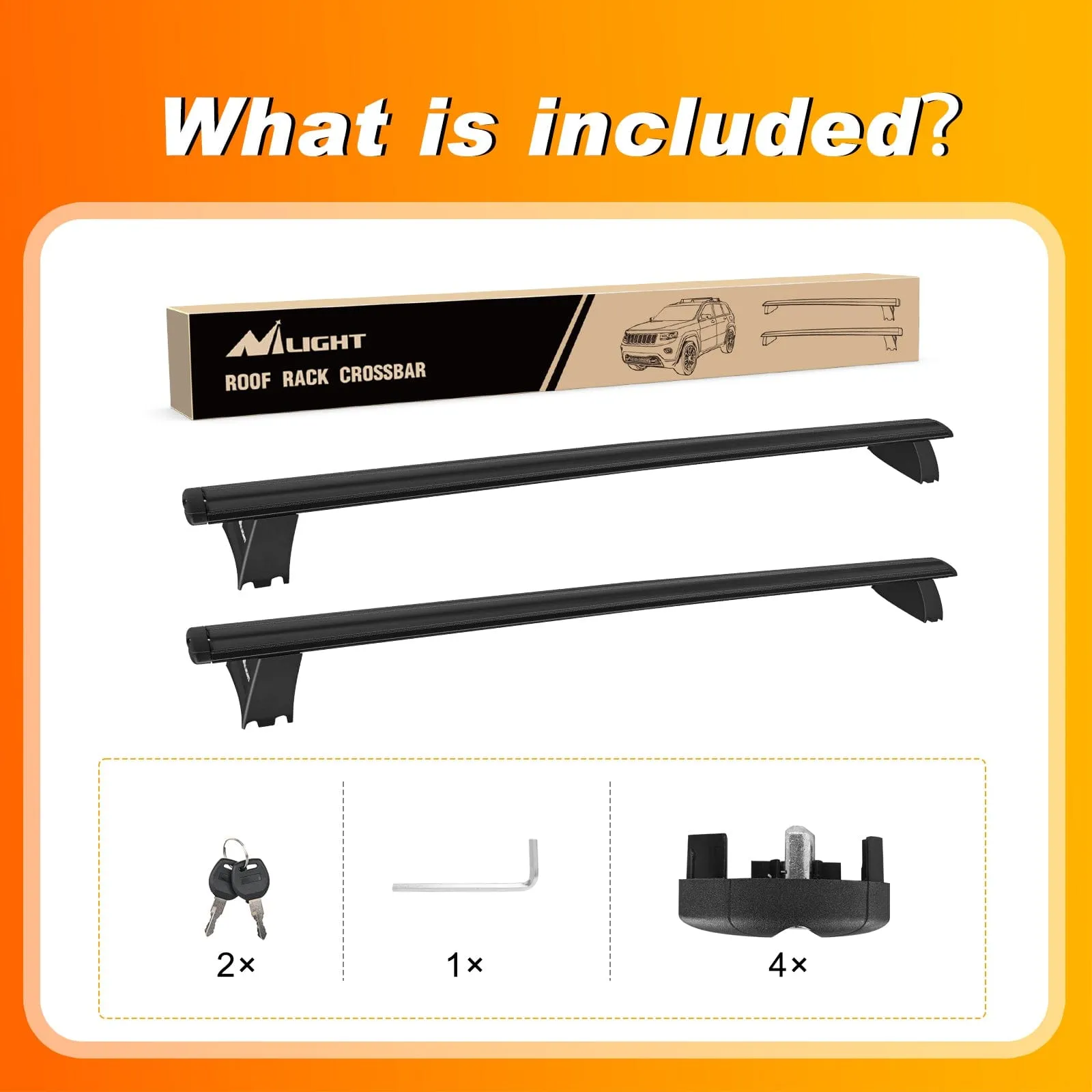 2011-2021 Jeep Grand Cherokee Aluminum Anti-Theft Lock Roof Rack Cross Bars