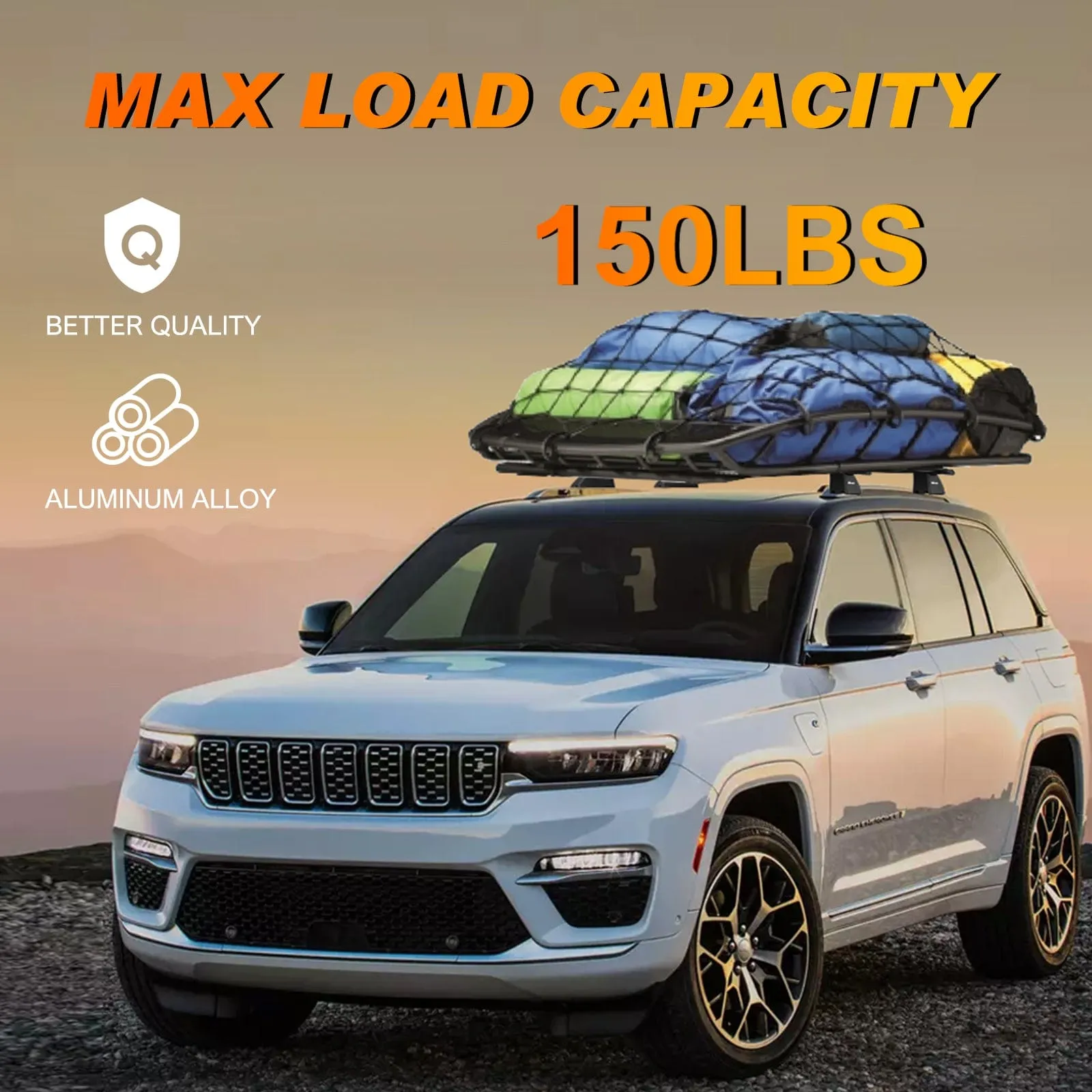 2011-2021 Jeep Grand Cherokee Aluminum Anti-Theft Lock Roof Rack Cross Bars