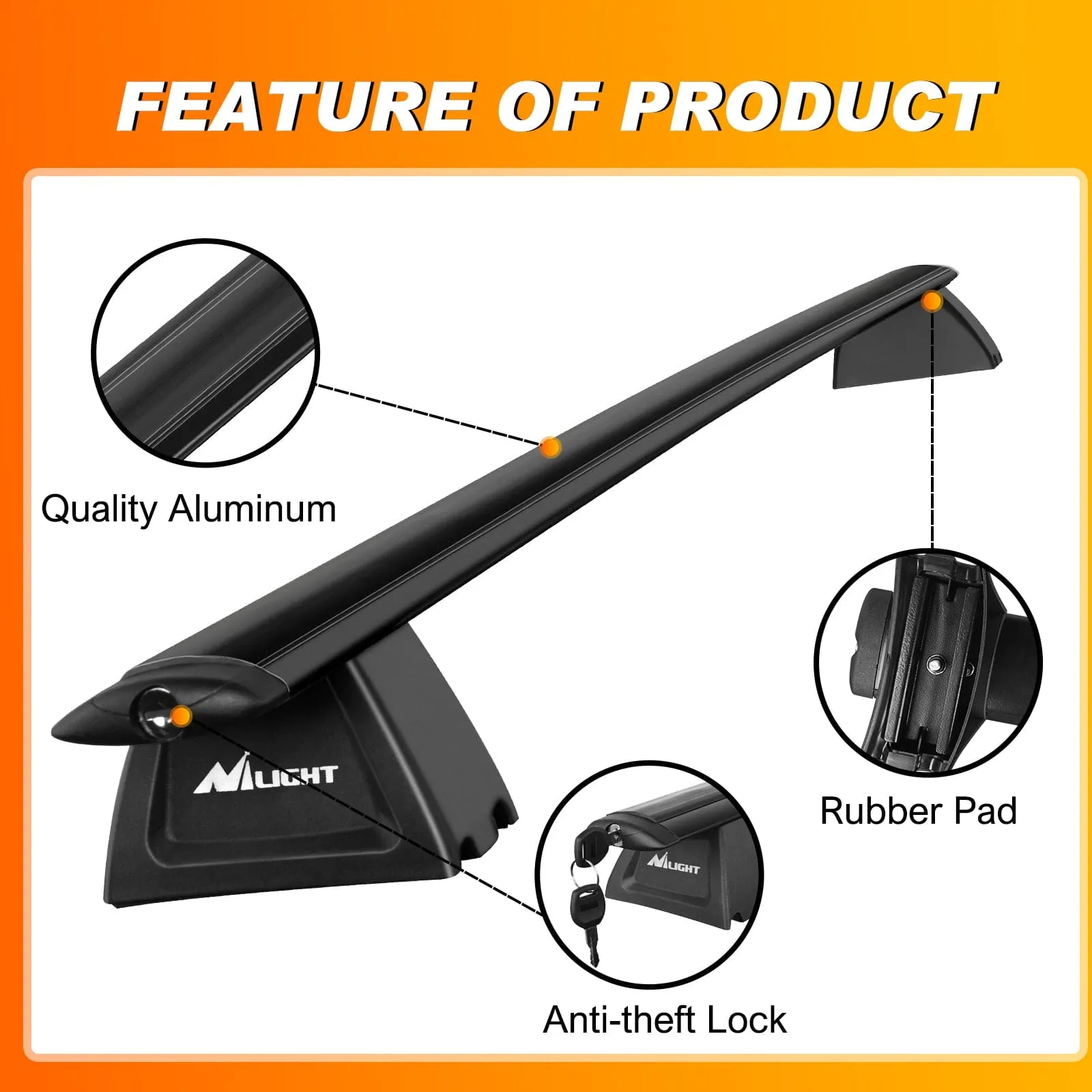 2011-2021 Jeep Grand Cherokee Aluminum Anti-Theft Lock Roof Rack Cross Bars