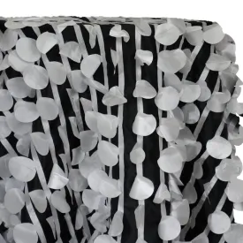 2pcs - Funzie (Circle Hanging) Taffeta Table Linen 132" Round - White on Black