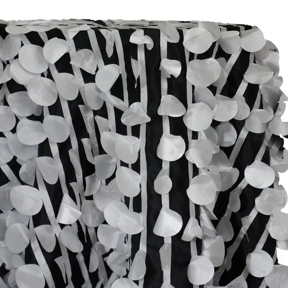 2pcs - Funzie (Circle Hanging) Taffeta Table Linen 132" Round - White on Black