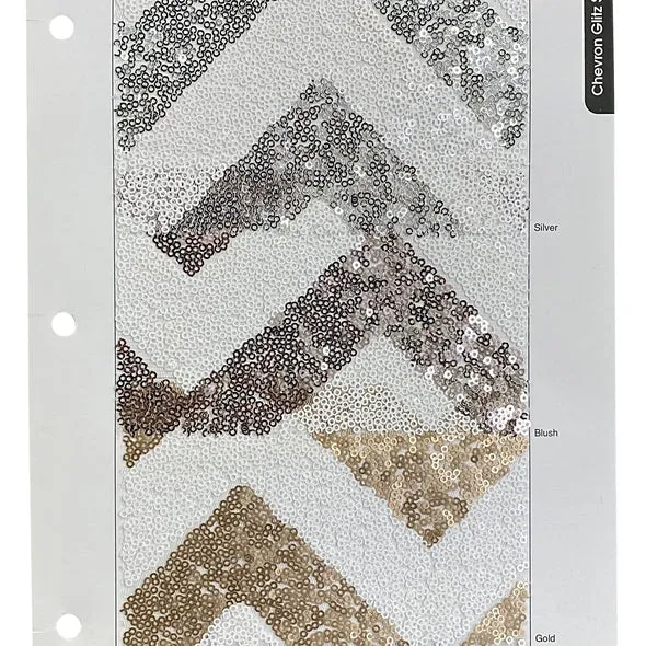 6pcs - Chevron Glitz Sequins Table Linen 132" Round - Silver