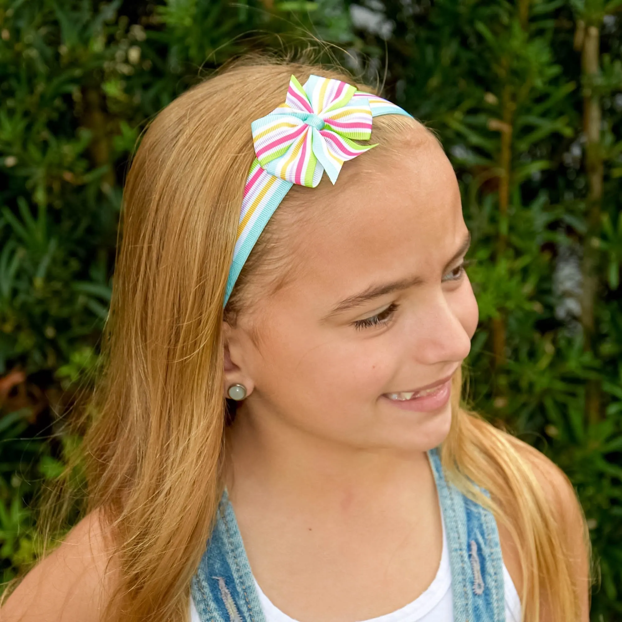 Adjustable No Slip Striped Bow Headband