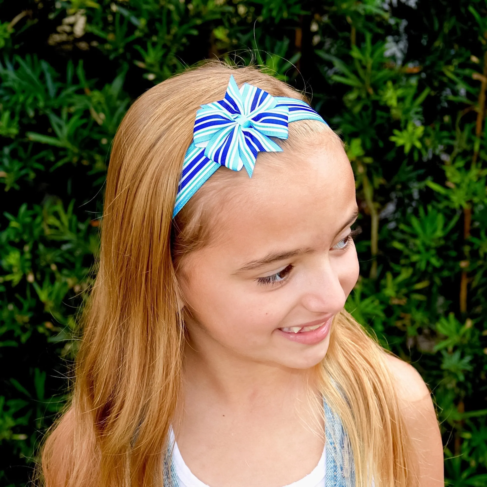Adjustable No Slip Striped Bow Headband