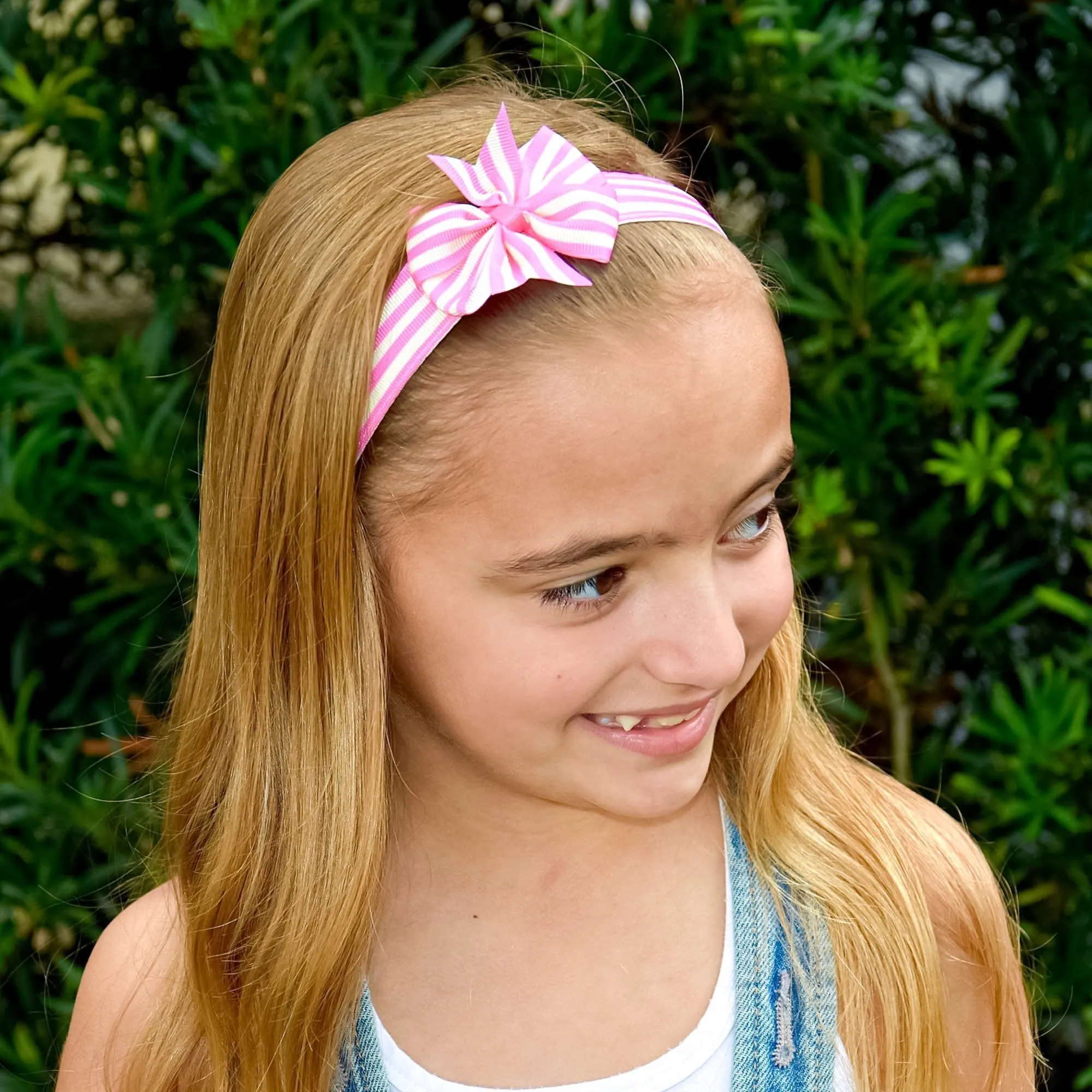 Adjustable No Slip Striped Bow Headband
