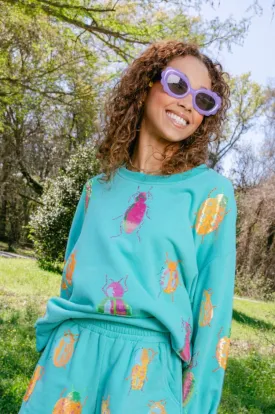 Aqua & Neon Beetle All Over Shorts
