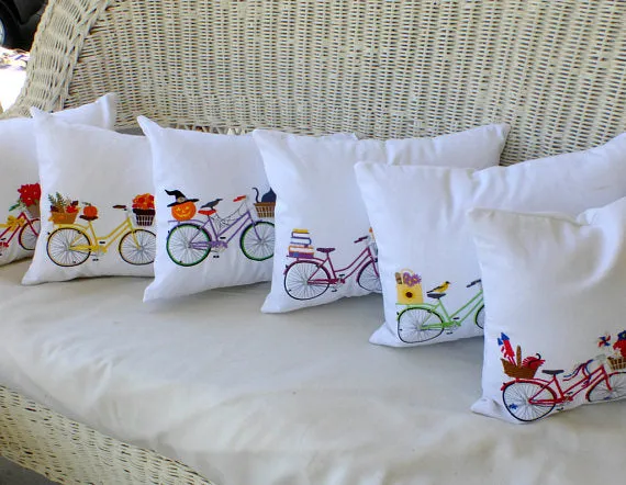 August Bike Pillow cover, seasonal bike pillow covers