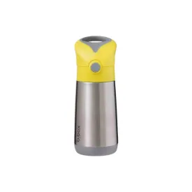 B.Box Insulated Straw Sipper Drink Water Bottle 350ml - Lemon Sherbet Yellow Grey