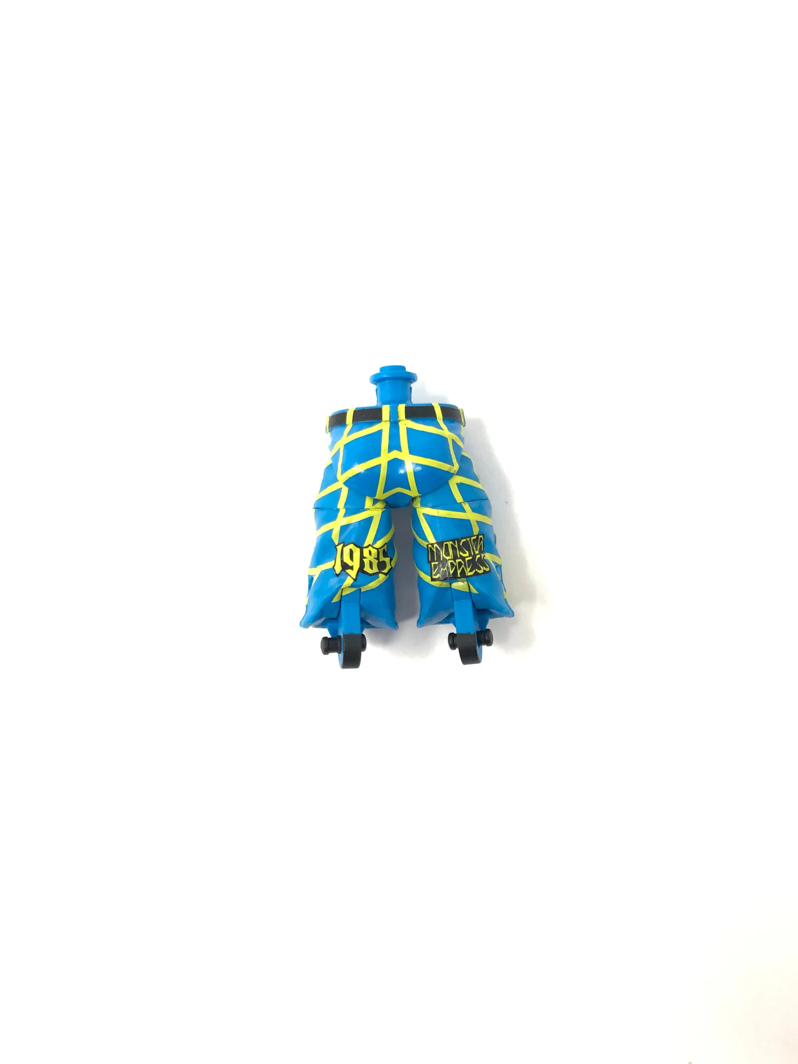 Blue Shorts with Black Belt and Spiderweb Design