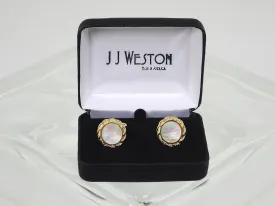 Boy's Cuff Links 16579 Gold/Pearl