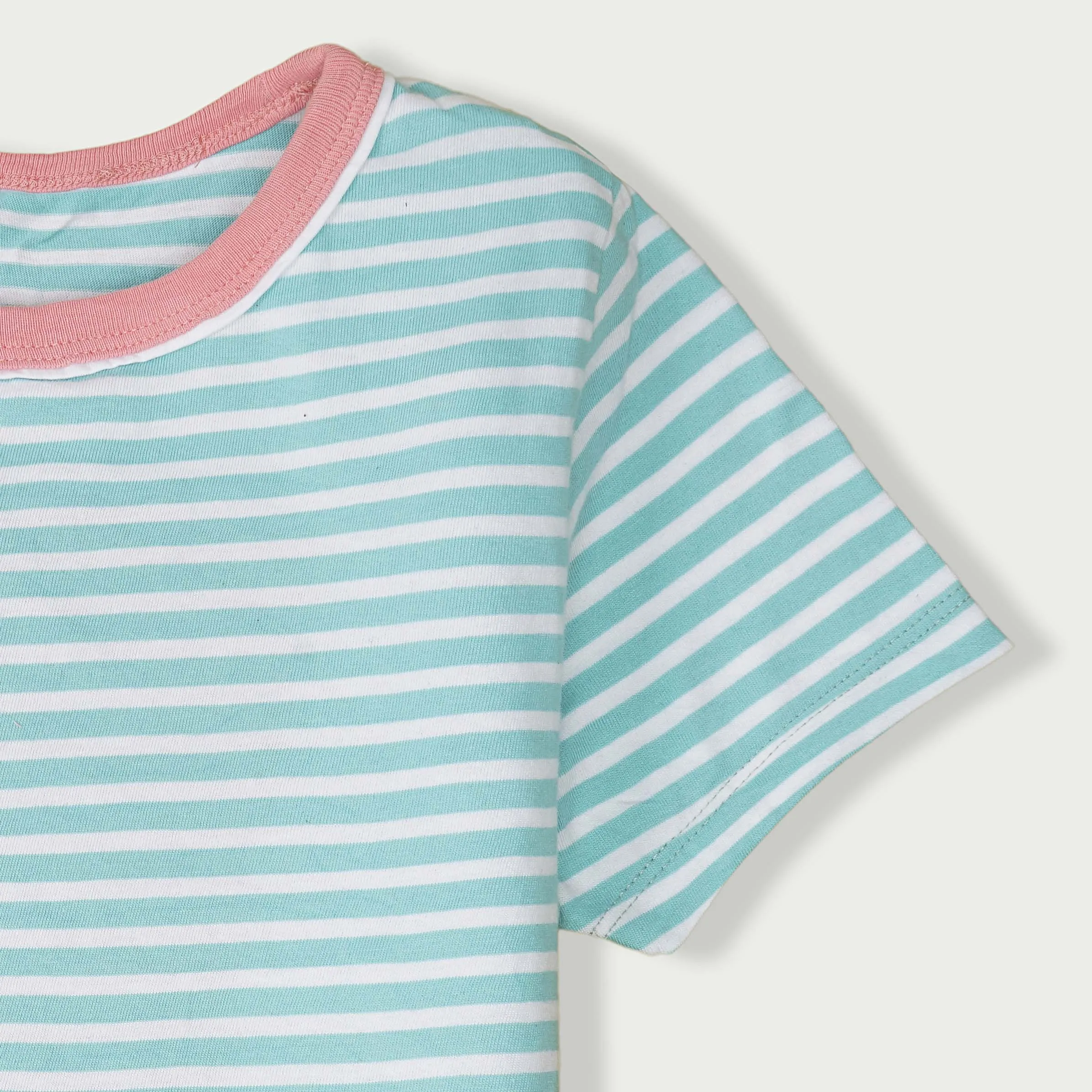 C1596 BNG Cool Cut Lable S.Blue with White Stripes T-Shirt