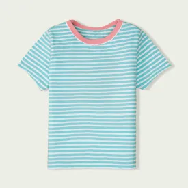 C1596 BNG Cool Cut Lable S.Blue with White Stripes T-Shirt