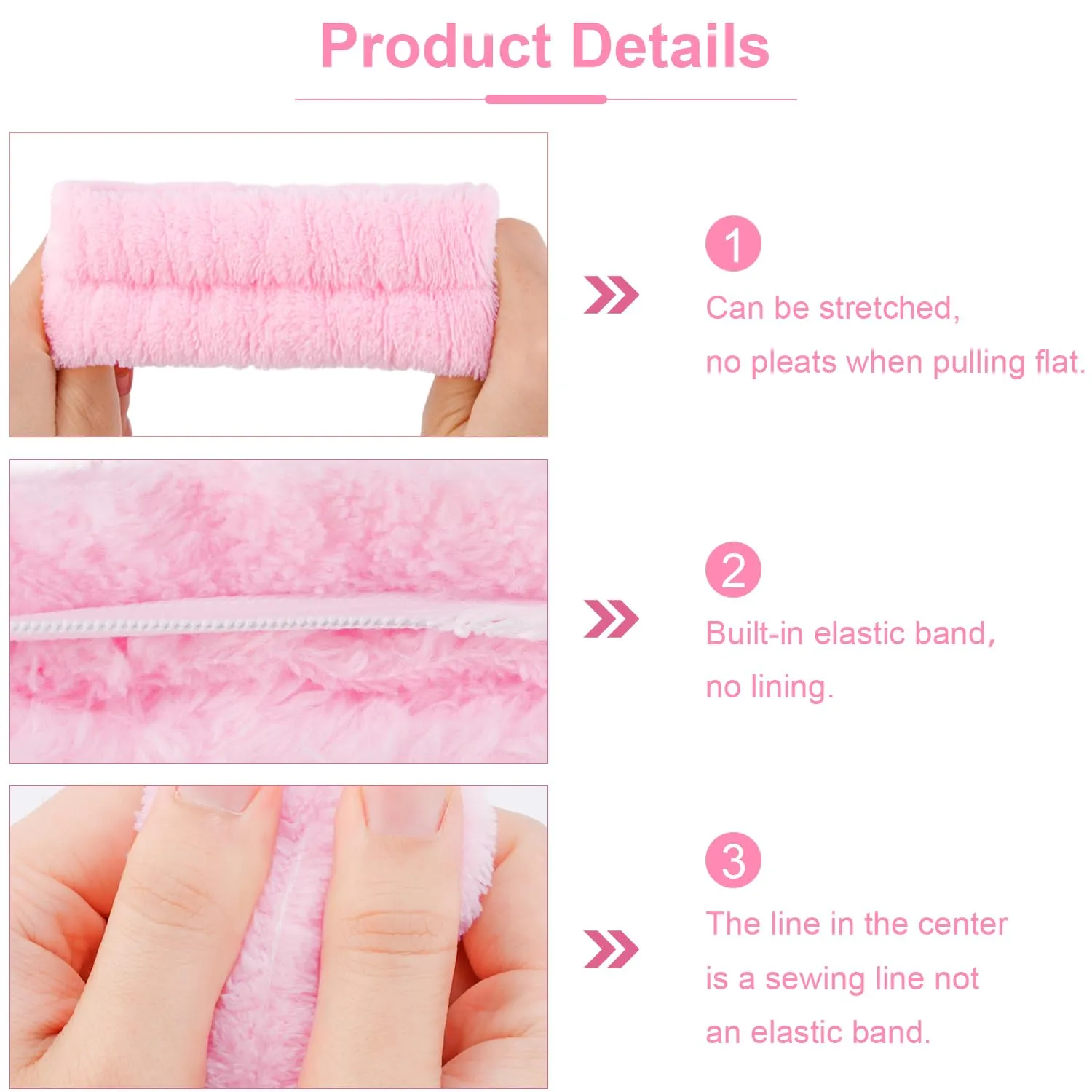 Chanaco Spa Wristband and Pink Puffy Sponge Makeup Headband Set for Face Washing, Skin Care, Teen Girl Gifts