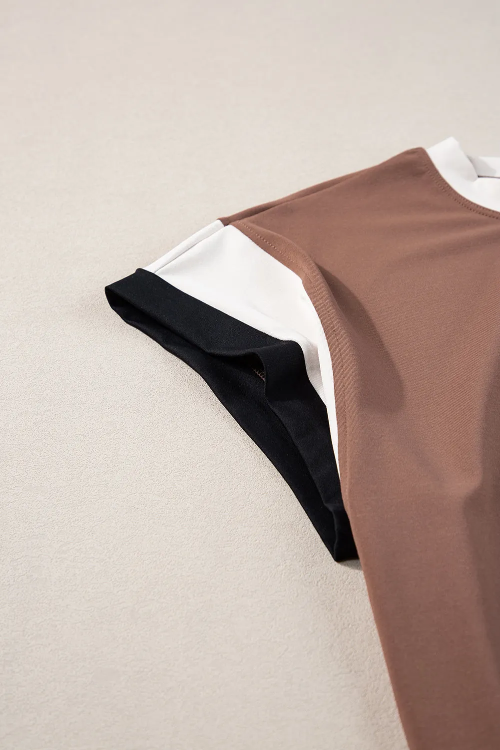 Contrast Trim Cap Sleeve Tee Shorts Set