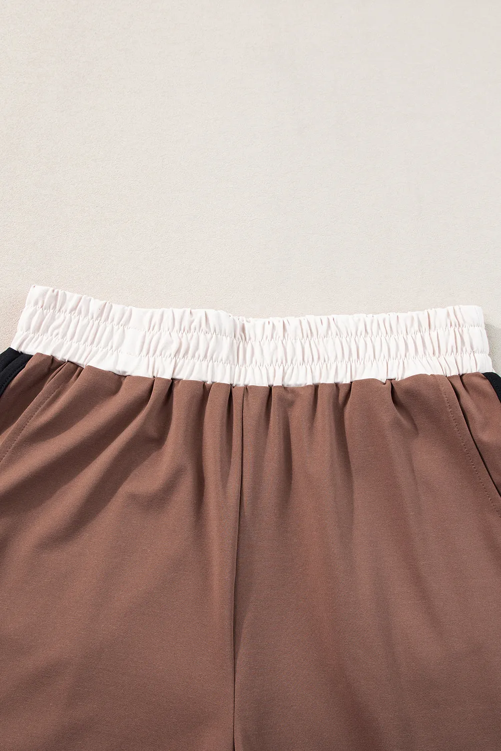 Contrast Trim Cap Sleeve Tee Shorts Set