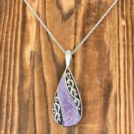 Crystal Teardrop - Purple - Pendant - Rope Necklace or Omega - AJ06