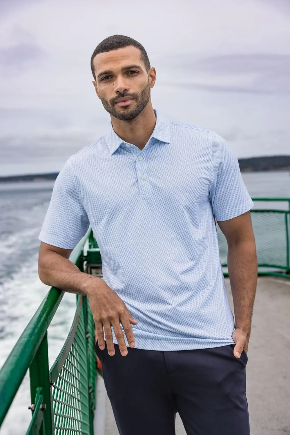 Cutter & Buck Pike Eco Symmetry Print Stretch Recycled Mens Polo