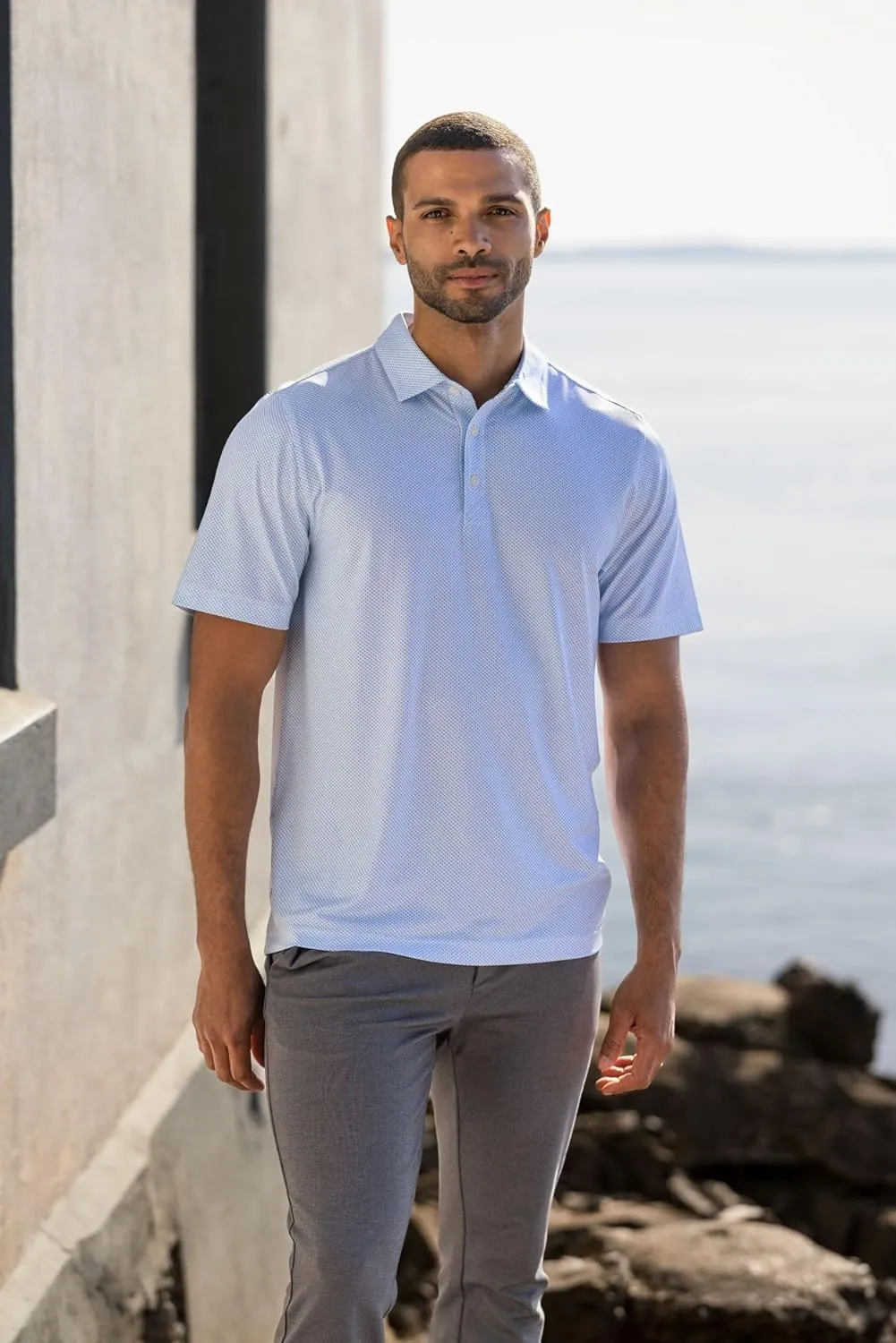 Cutter & Buck Pike Eco Symmetry Print Stretch Recycled Mens Polo