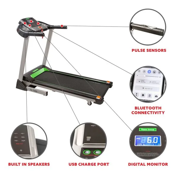 Fitness Avenue Treadmill with Incline and Bluetooth Speakers