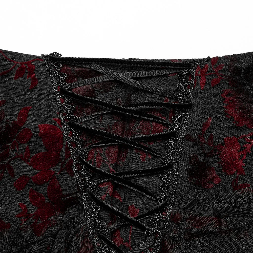 Gorgeous Gothic Sexy Perspective Fishtail Skirt Lace Embroidery Gown Skirt