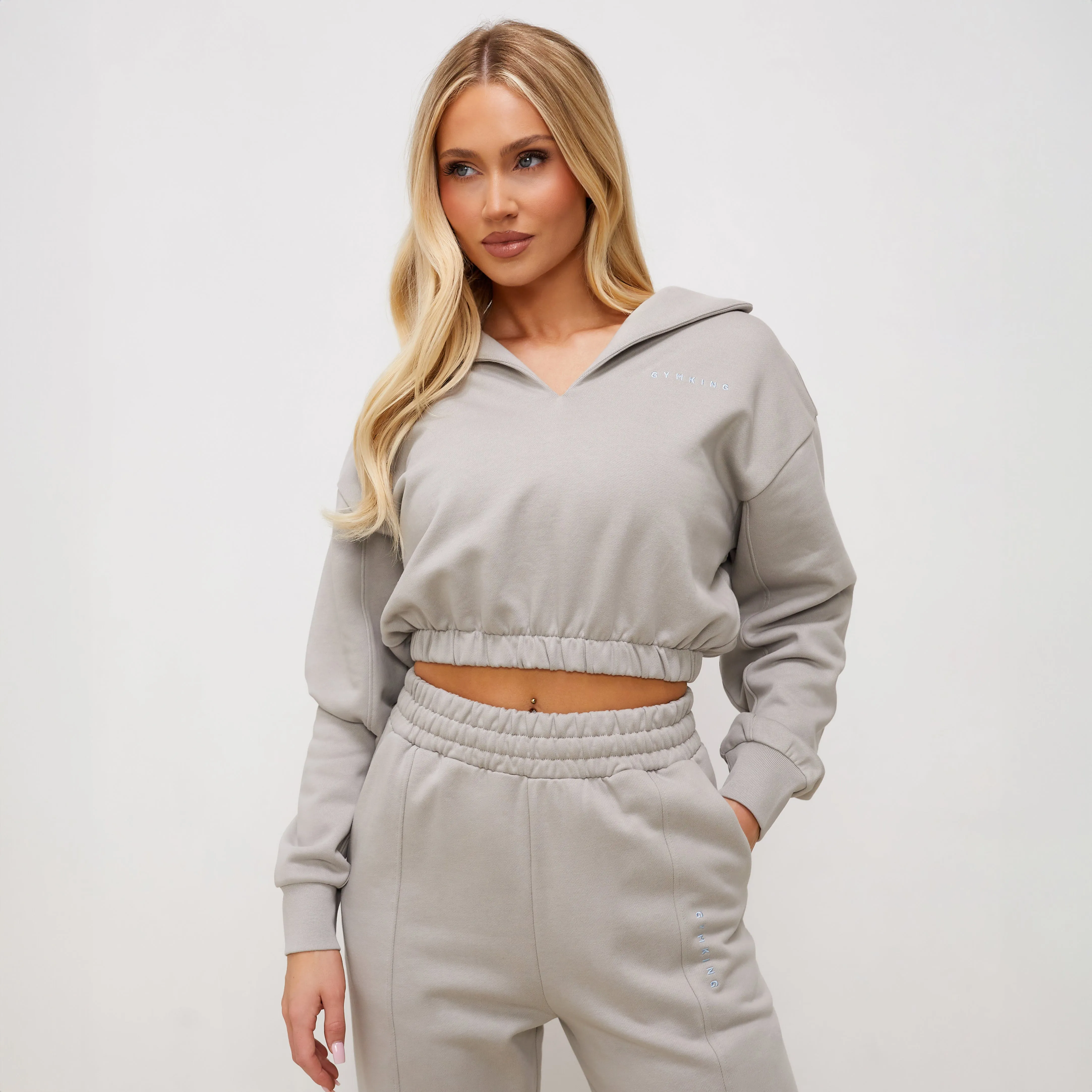 Gym King Shadow Cropped Funnel - Dove Grey