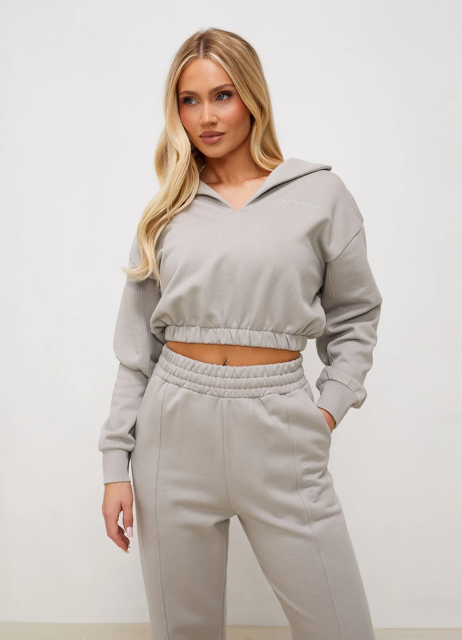 Gym King Shadow Cropped Funnel - Dove Grey