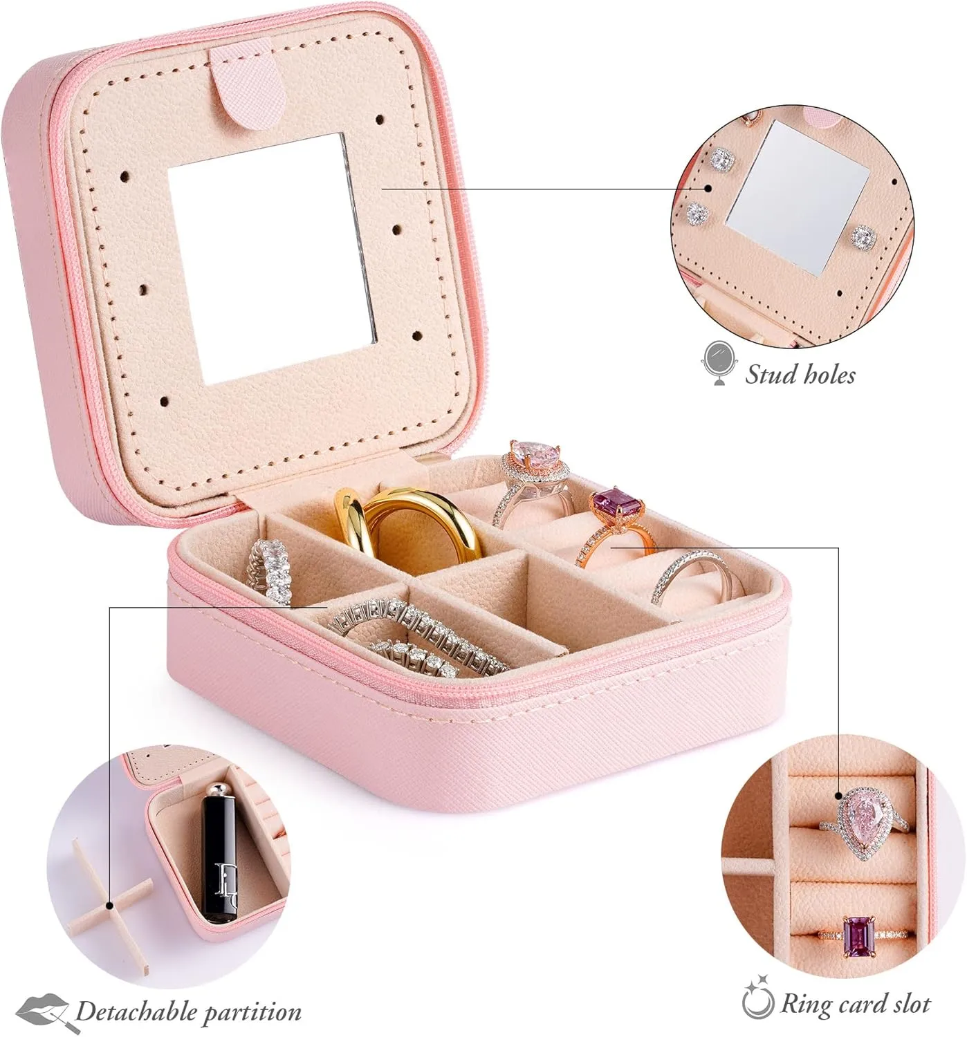 Jewelry Organizer Box, Travel Jewelry Case | Small Ring Earring Necklace Organizer for Teen Girls Gifts