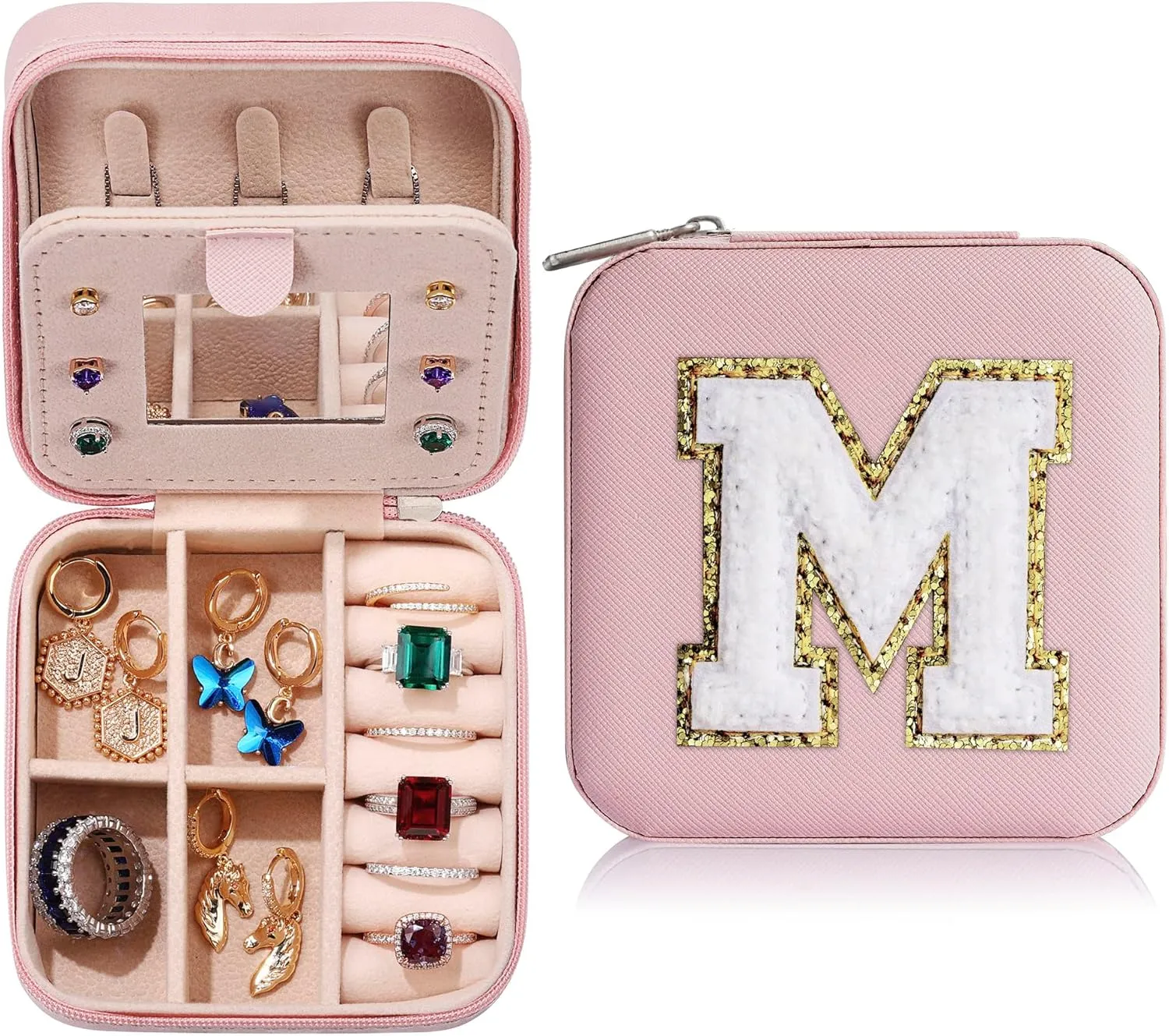 Jewelry Organizer Box, Travel Jewelry Case | Small Ring Earring Necklace Organizer for Teen Girls Gifts