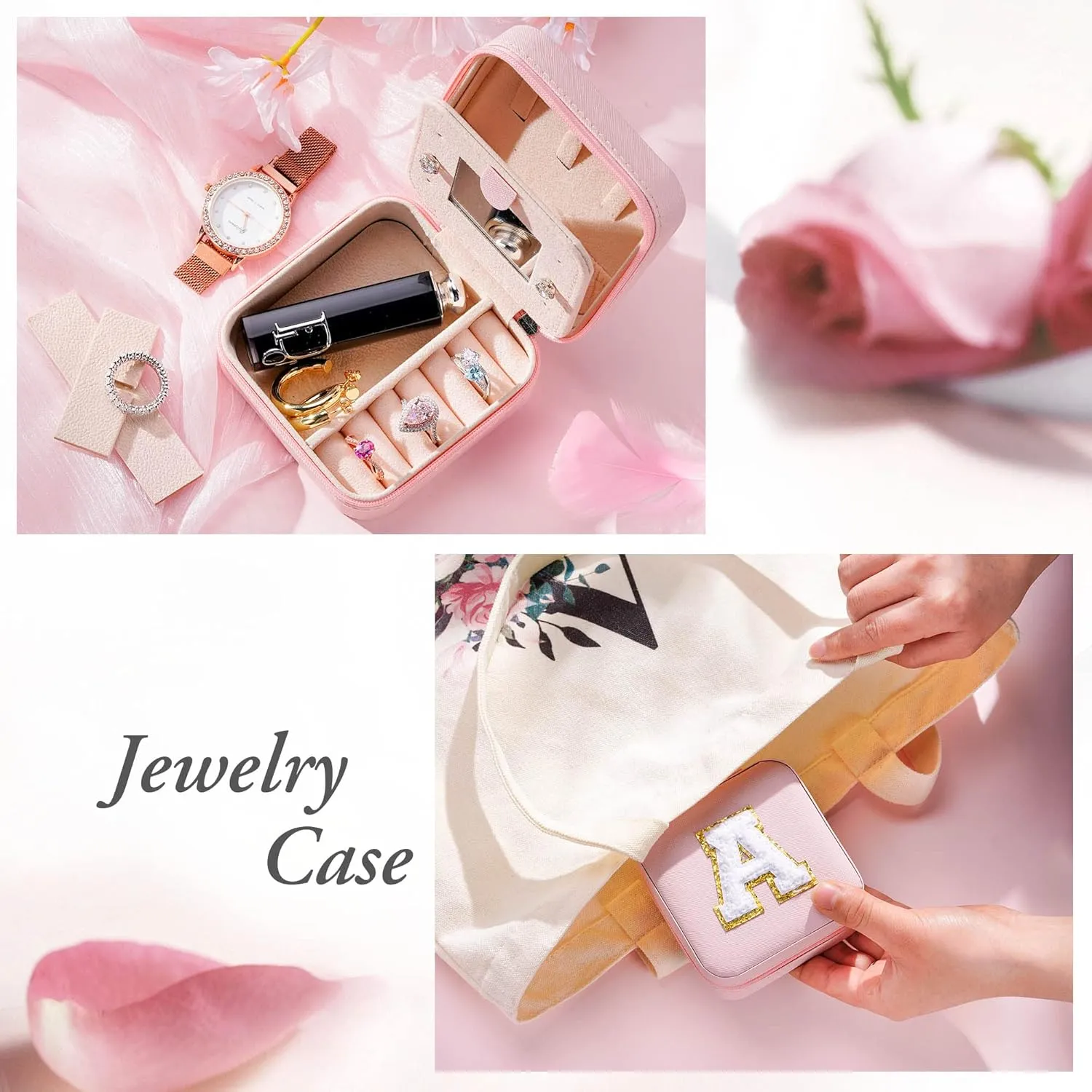 Jewelry Organizer Box, Travel Jewelry Case | Small Ring Earring Necklace Organizer for Teen Girls Gifts