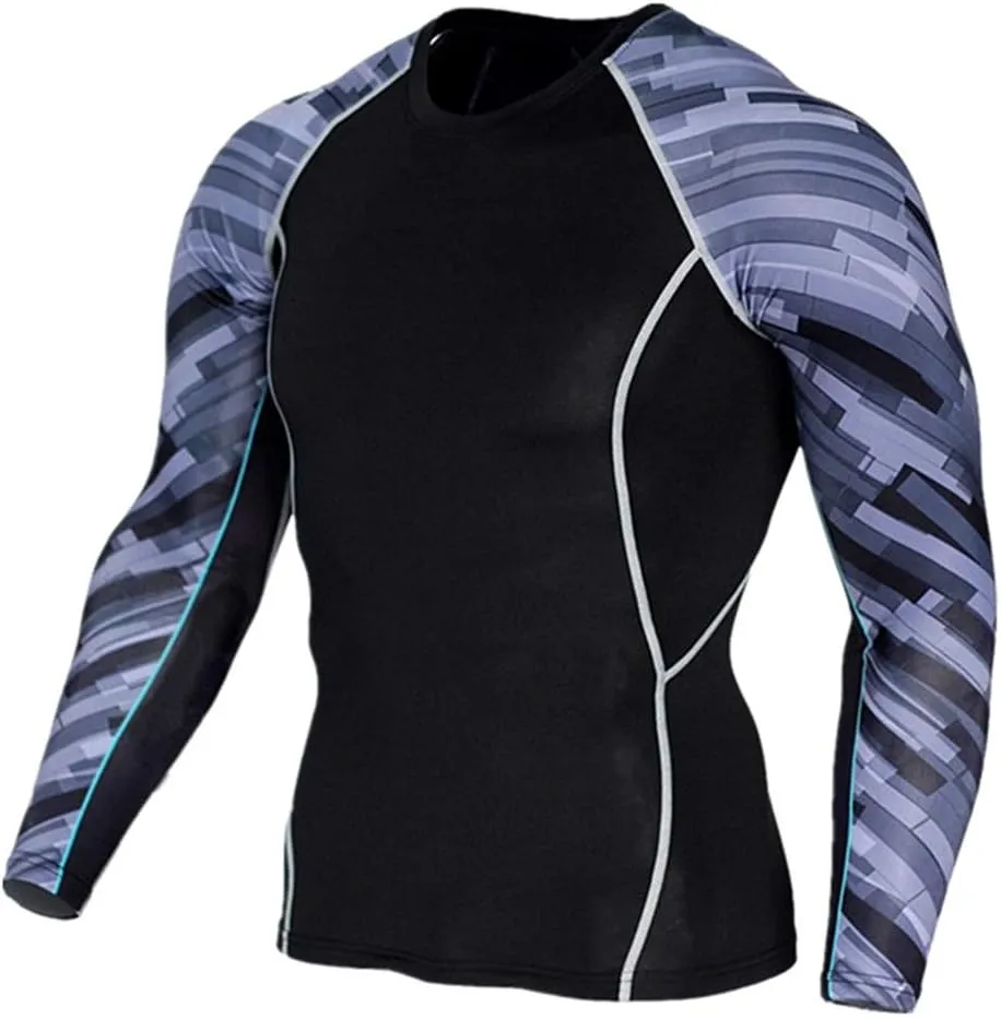 Men's Running Long Sleeve Compression Shirts and Pants Sets Gym Workout Quick Dry Tight Shirts Sportswear Suits