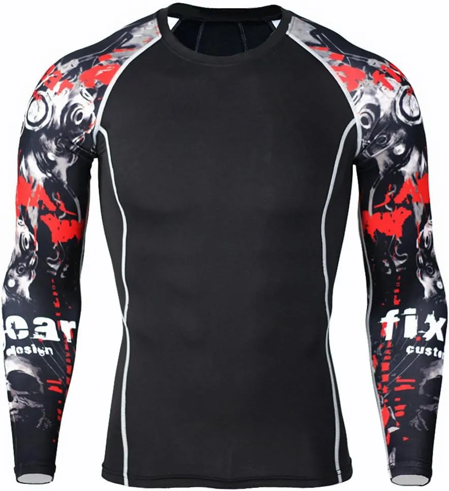 Men's Running Long Sleeve Compression Shirts and Pants Sets Gym Workout Quick Dry Tight Shirts Sportswear Suits