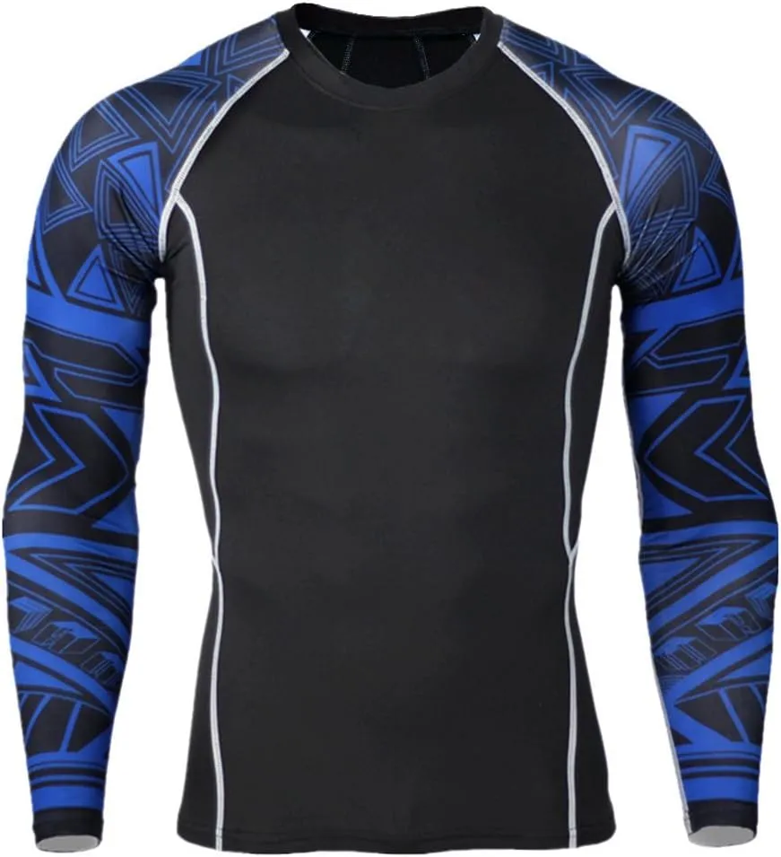 Men's Running Long Sleeve Compression Shirts and Pants Sets Gym Workout Quick Dry Tight Shirts Sportswear Suits