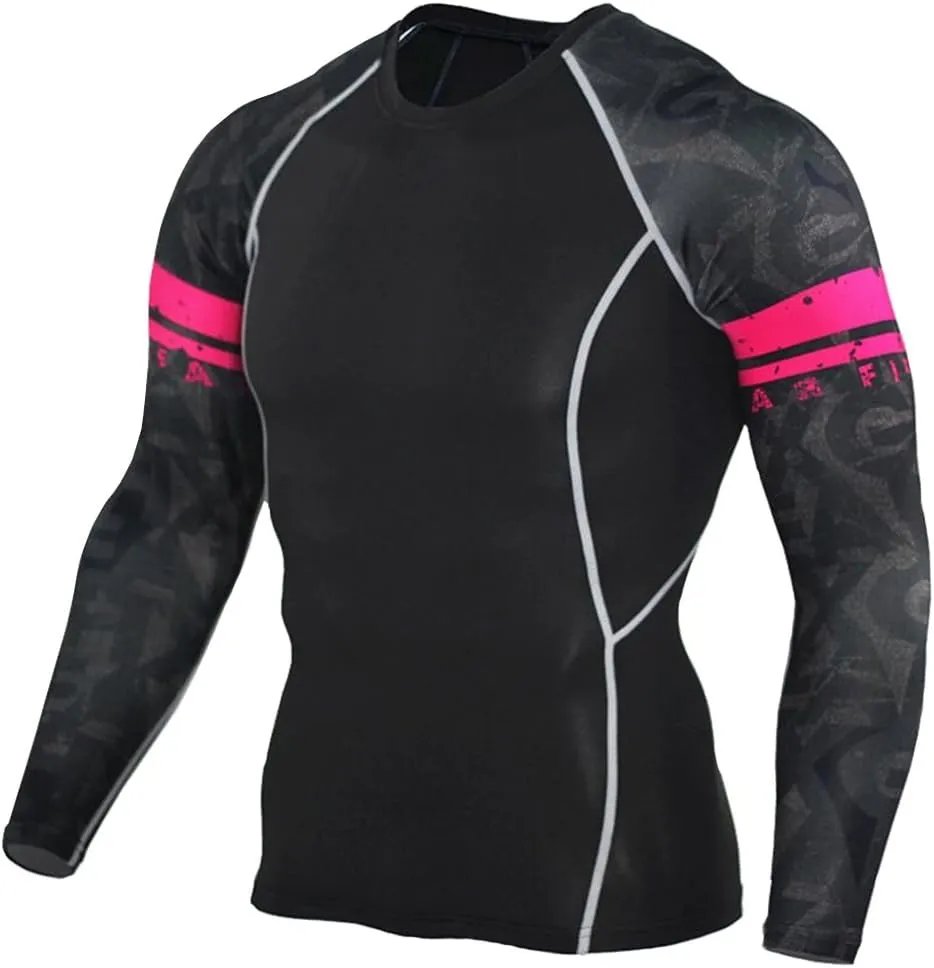 Men's Running Long Sleeve Compression Shirts and Pants Sets Gym Workout Quick Dry Tight Shirts Sportswear Suits