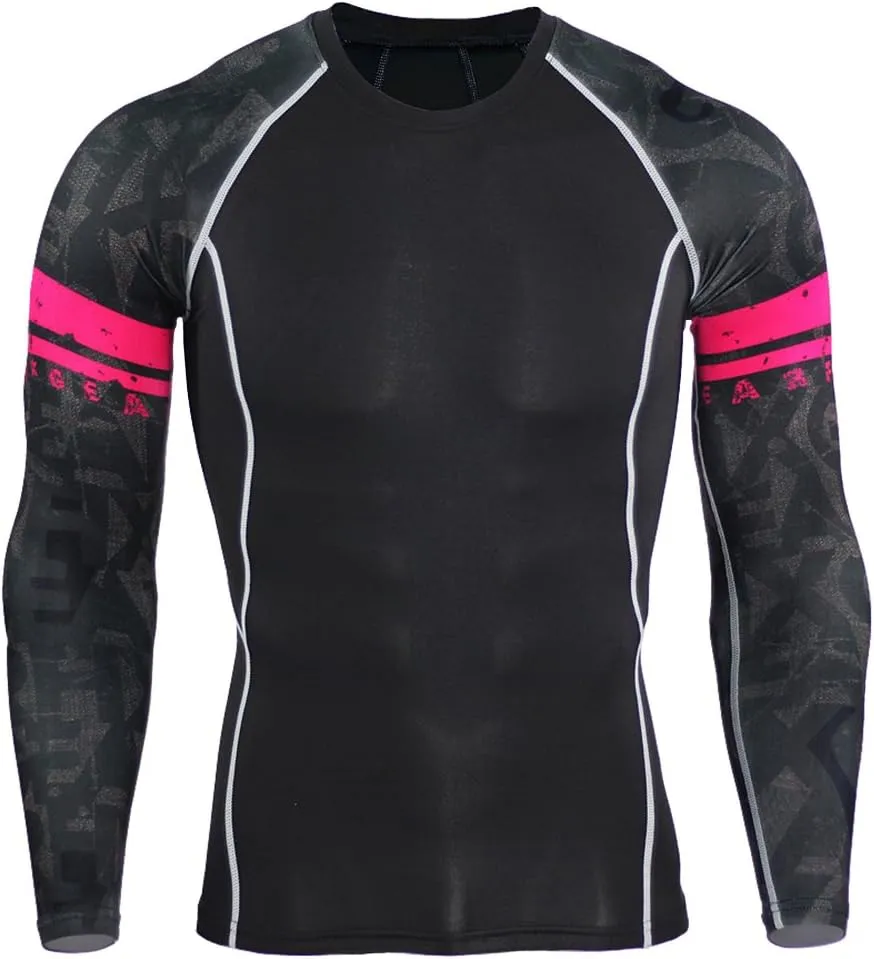 Men's Running Long Sleeve Compression Shirts and Pants Sets Gym Workout Quick Dry Tight Shirts Sportswear Suits