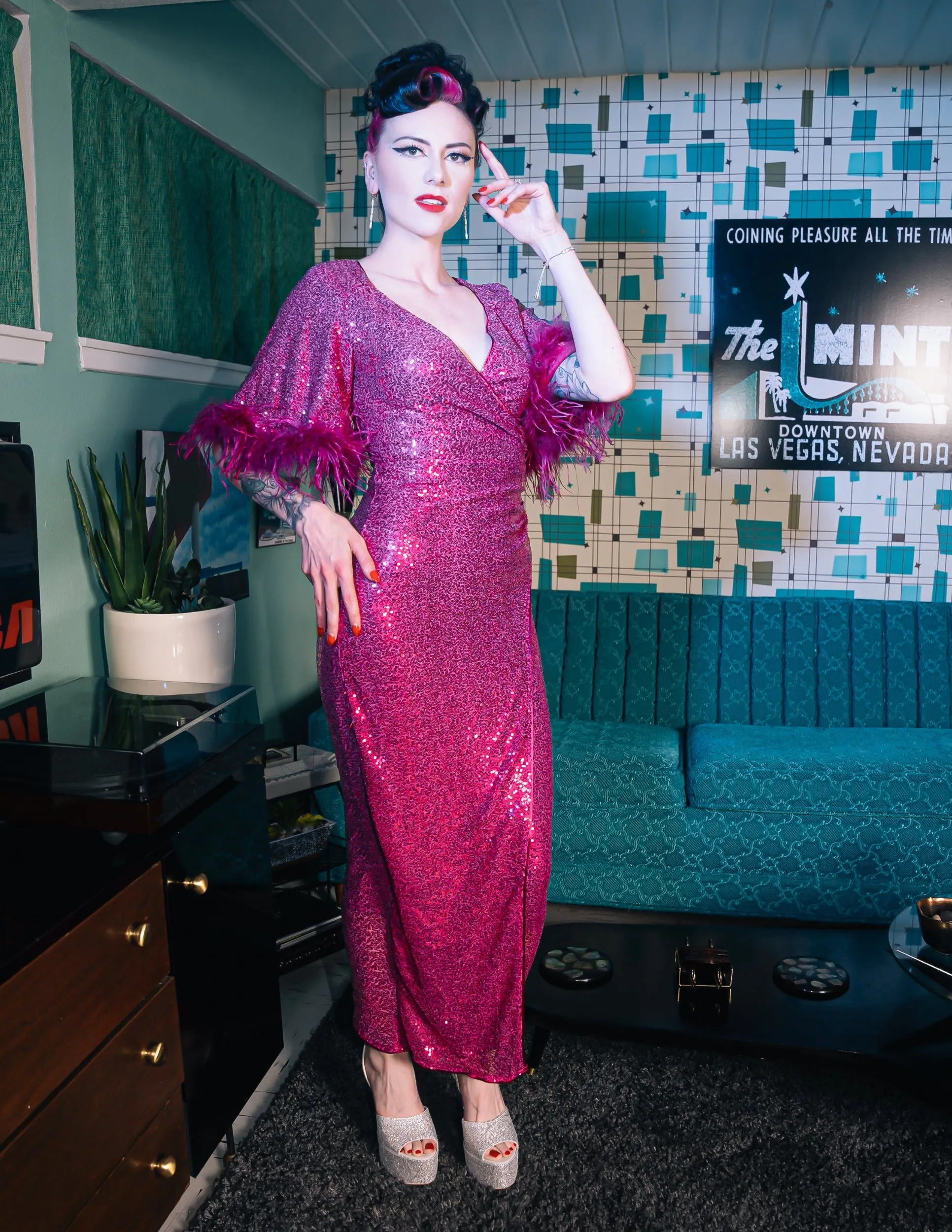 Million Dollar Baby Dress (Maxi Length) in Fuchsia