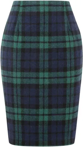 Mywinway Plaid Skirts for Women 2024 Fall Winter Knee Length Wool Pencil Skirt