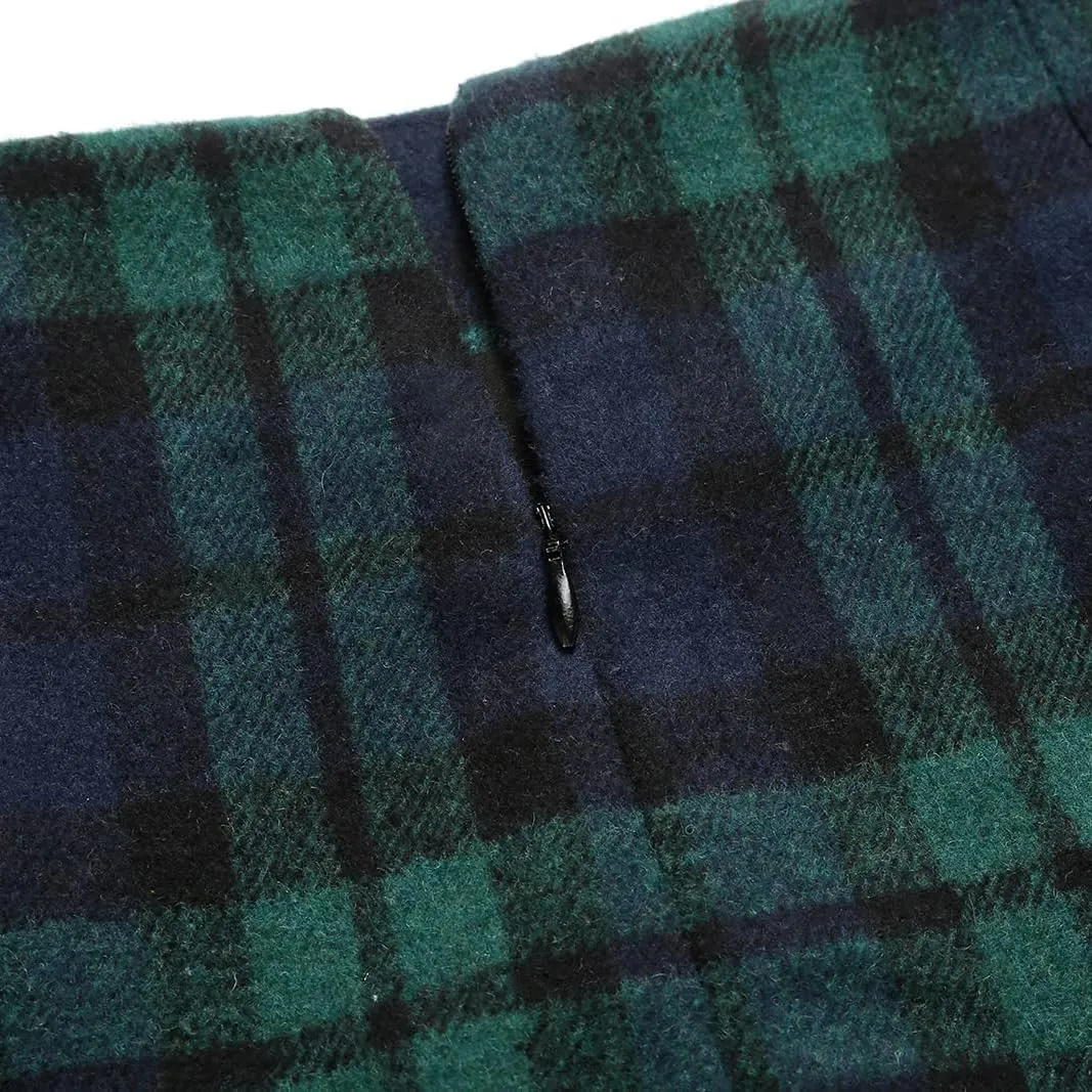 Mywinway Plaid Skirts for Women 2024 Fall Winter Knee Length Wool Pencil Skirt