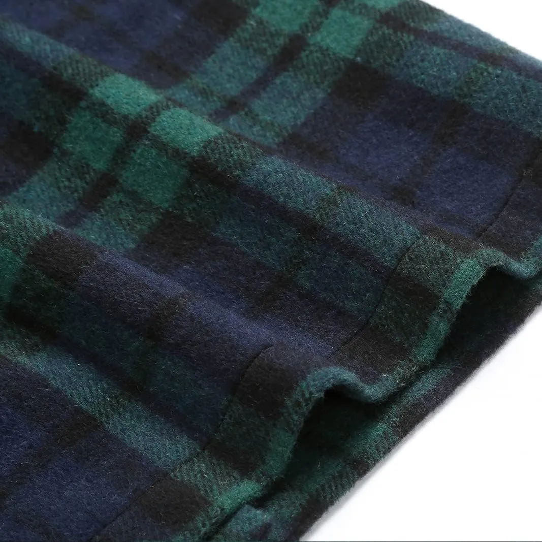 Mywinway Plaid Skirts for Women 2024 Fall Winter Knee Length Wool Pencil Skirt