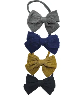 Pack Of 4 - 3.5 Inch Cable Knit Dainty Bow Headbands