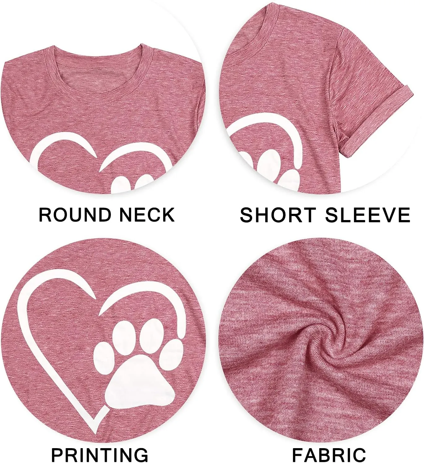Paw Love Shirt Dog Lover Shirts for Women Paw Print Heart Tee Shirt Cute Dog Mom Short Sleeve Tee Tops