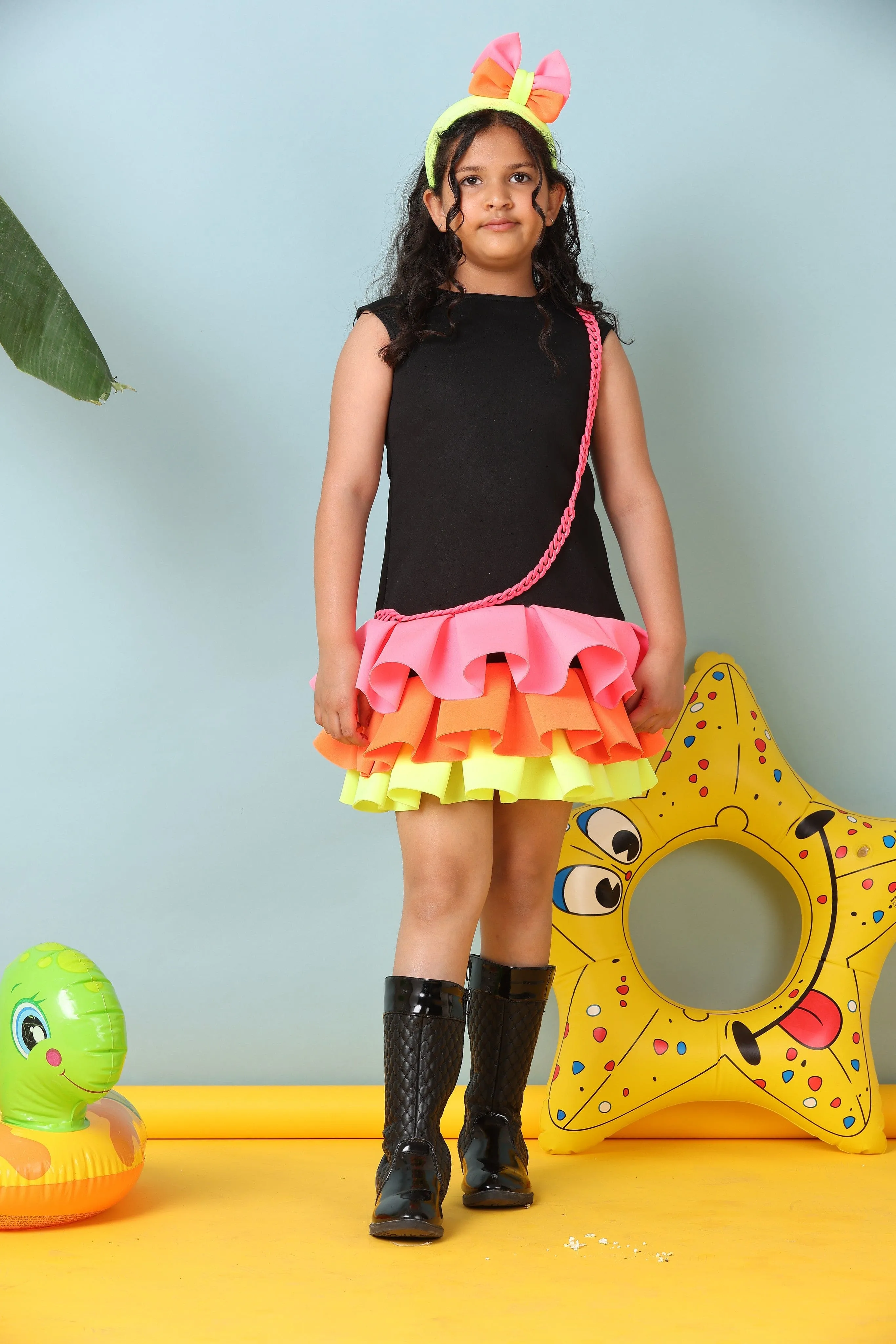 Pre-Order- Jazzy Neon Color Frill Dress
