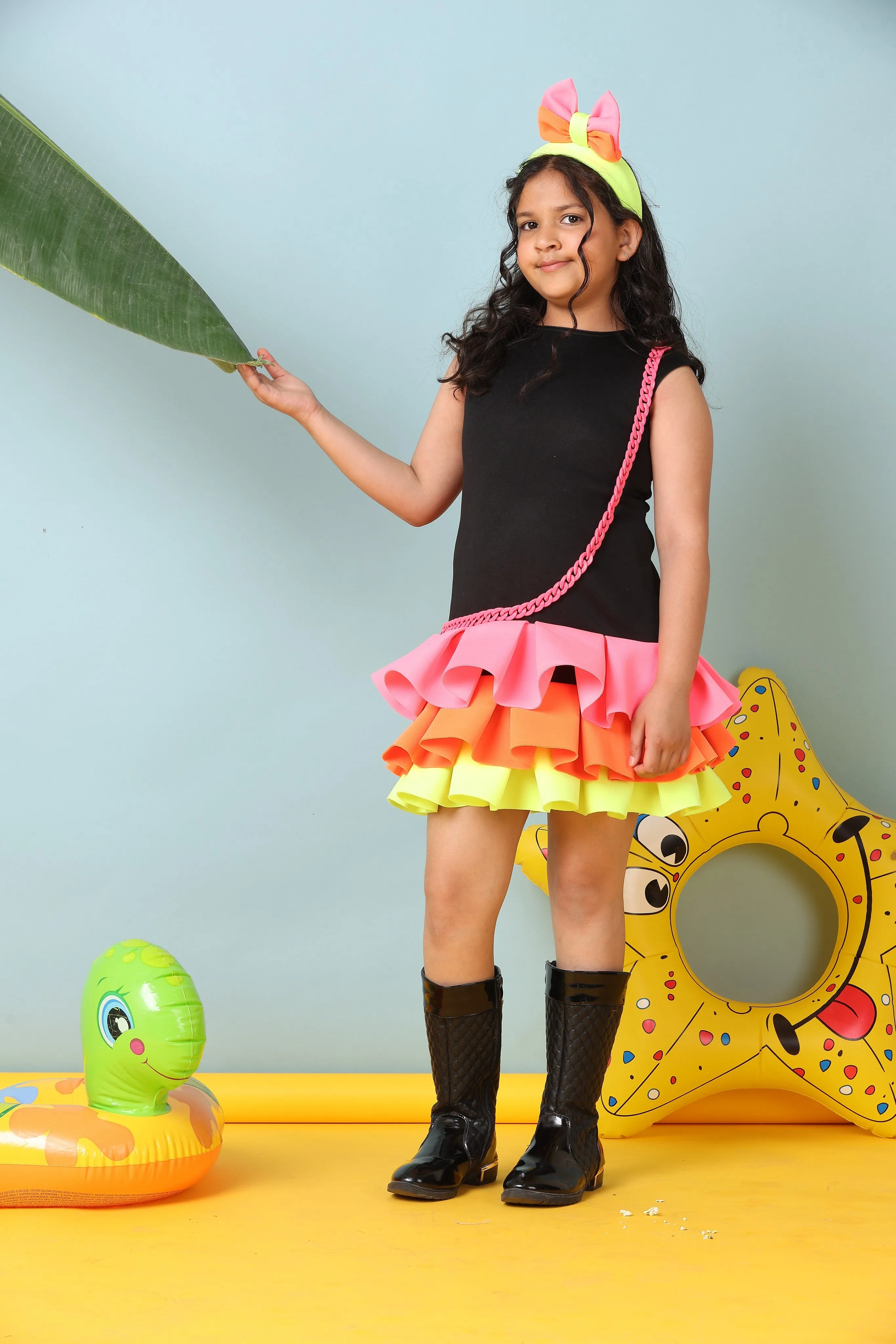 Pre-Order- Jazzy Neon Color Frill Dress