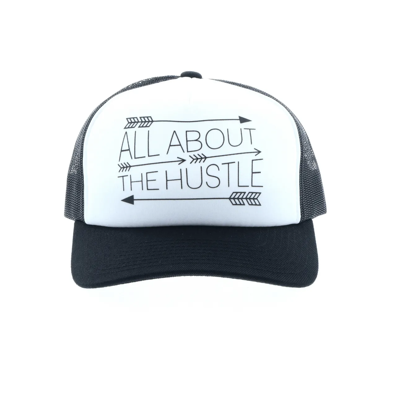 "Hustle" White/Black Hat