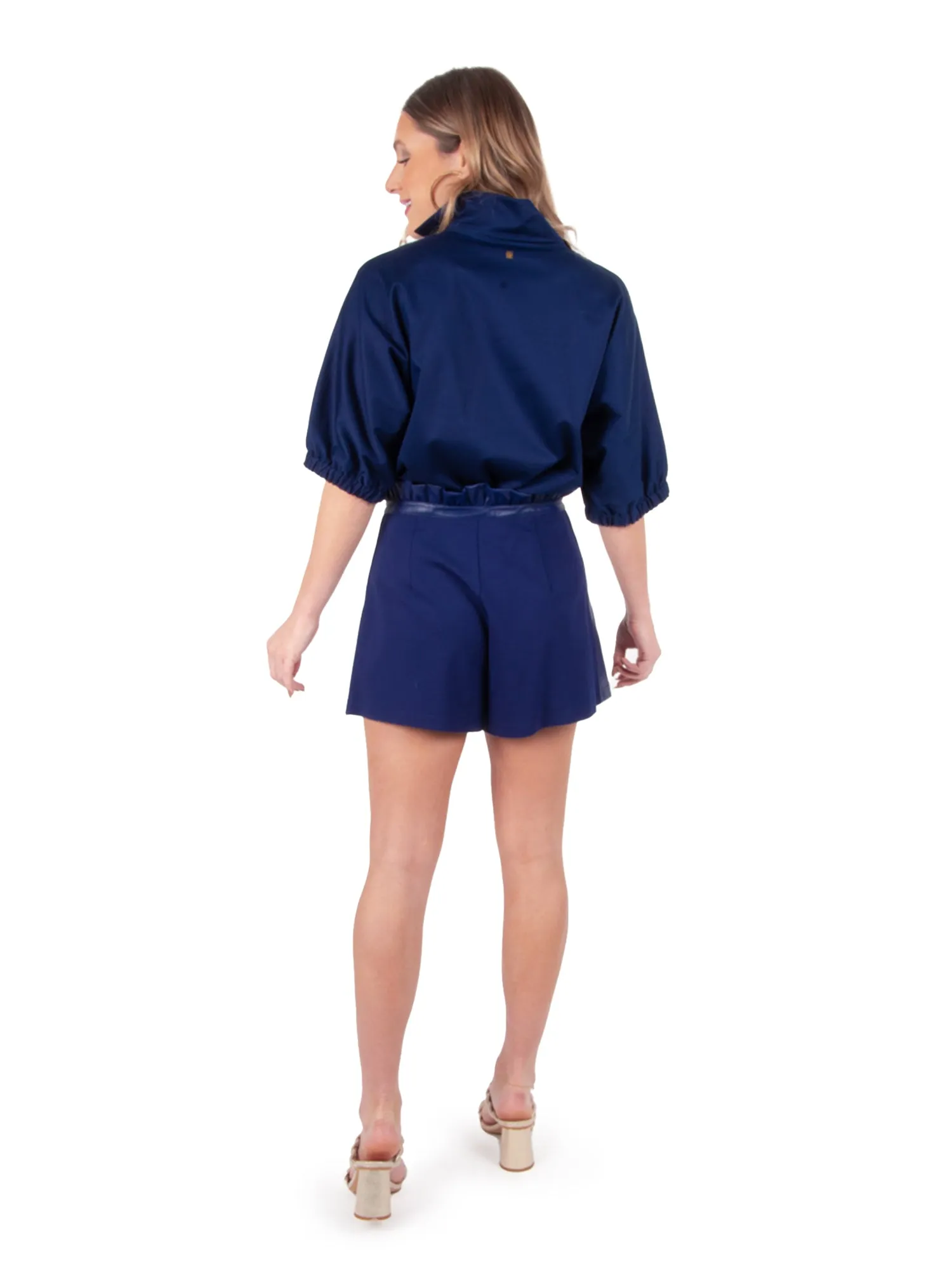 Ruffle Short - Navy Ponte