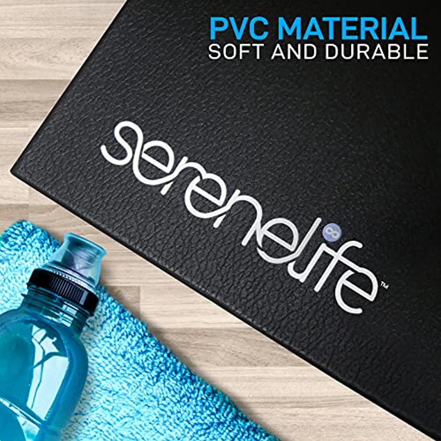SereneLife Premium Portable Fitness Exercise Mat - 36" x 72" Non-Slip Gym Training Equipment Floor Protection - Yoga, Workout, Jump Rope - for Bigger Treadmill, Elliptical, Bike, Bench, Power Rack