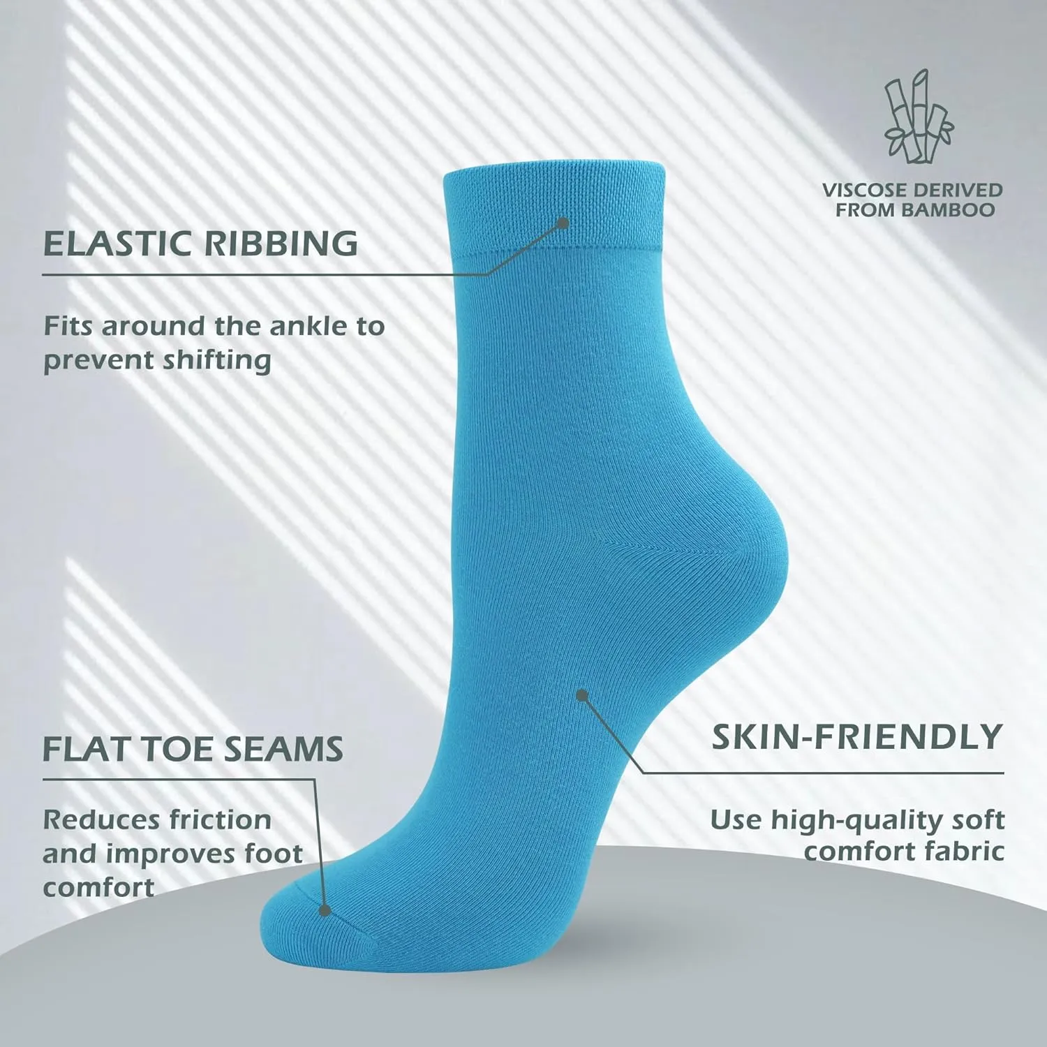 SERISIMPLE Women Thin Viscose Bamboo Socks Crew Lightweight Above Ankle Casual Dress Sock For Ladies Bootie Trouser 5 Pairs