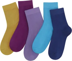 SERISIMPLE Women Thin Viscose Bamboo Socks Crew Lightweight Above Ankle Casual Dress Sock For Ladies Bootie Trouser 5 Pairs